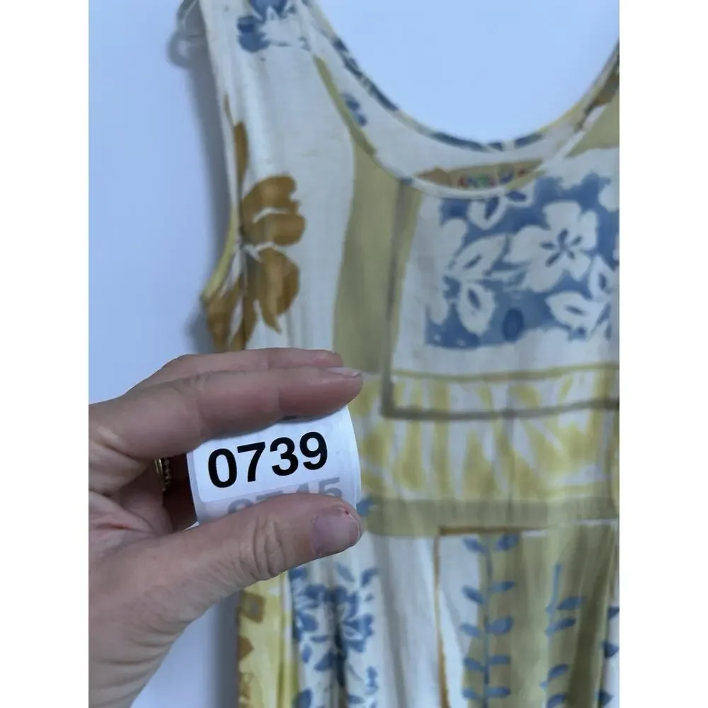 Jams World Vintage Empire waist Midi Dress Size S Yellow Hawaiian Floral - Picture 10 of 10